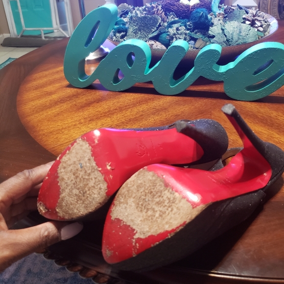 Authentic Christian Louboutin size 37 Black Glitt - Picture 3 of 16